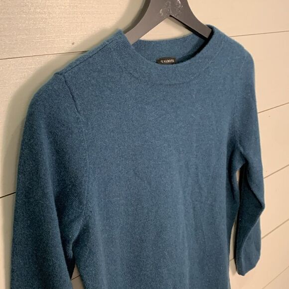Talbots 100% cashmere blue fitted Crewneck lightweight sweater woman size small - Picture 3 of 7